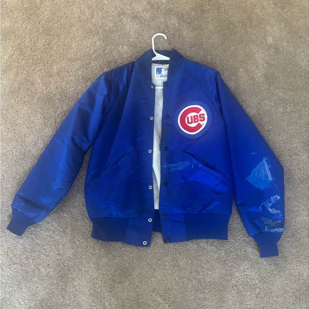 Chicago Cubs Satin Varsity Jacket WITH FLAWS